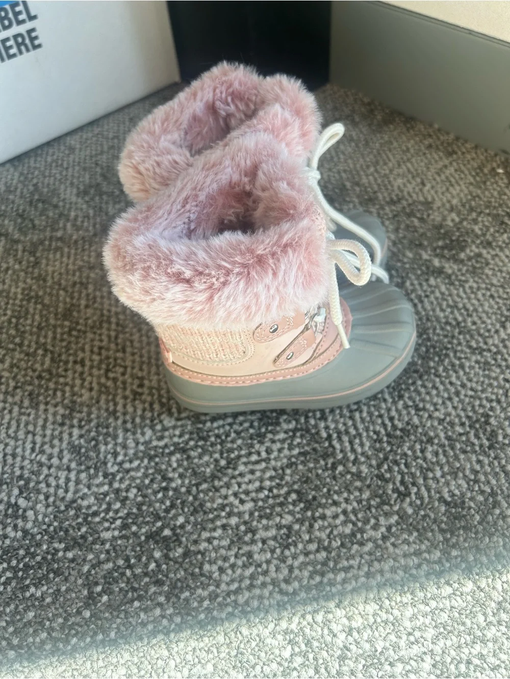 London Fog Pink Faux-Fur Trim Kids Winter Boots